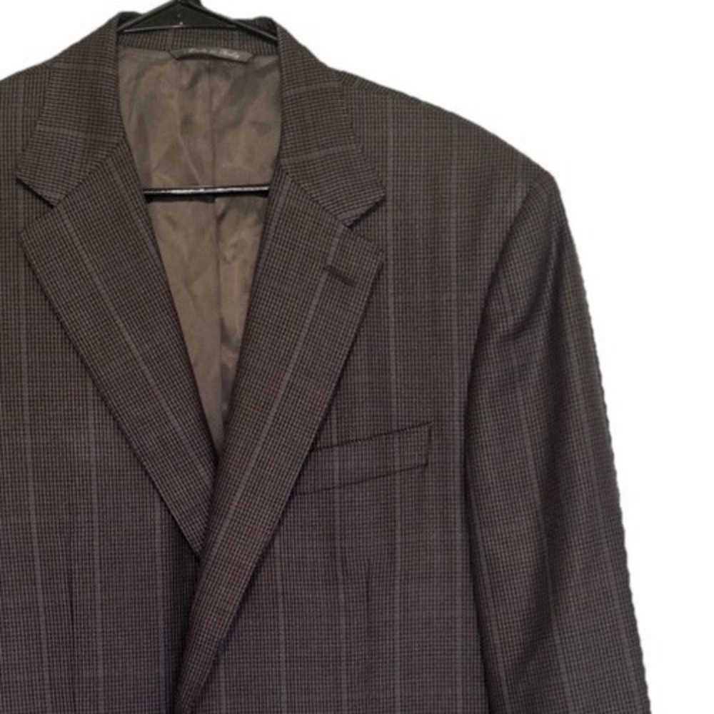 Canali Blue Gray Plaid Silk Blend Blazer Suit Jacket‎ Size (54) US 44 L